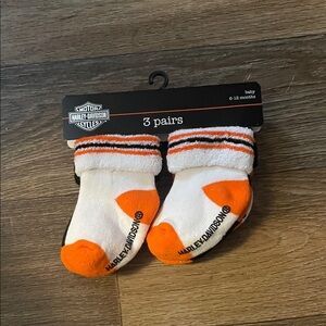 Harley-Davidson Infant Socks in Orange and Black